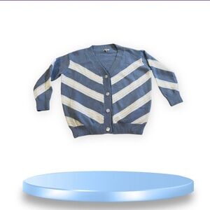 FRNCH Blue & White Open Front Lahlia Cardigan Size M Knitting long sleeves